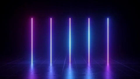 Vertical glowing lines, ultraviolet spectrum, blue violet neon lights, laser Stock Footage