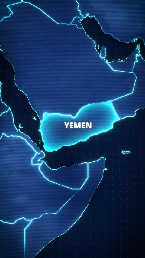 Vertical Glowing Map Highlighting Yemen For Mobile News Stock Footage 336564513