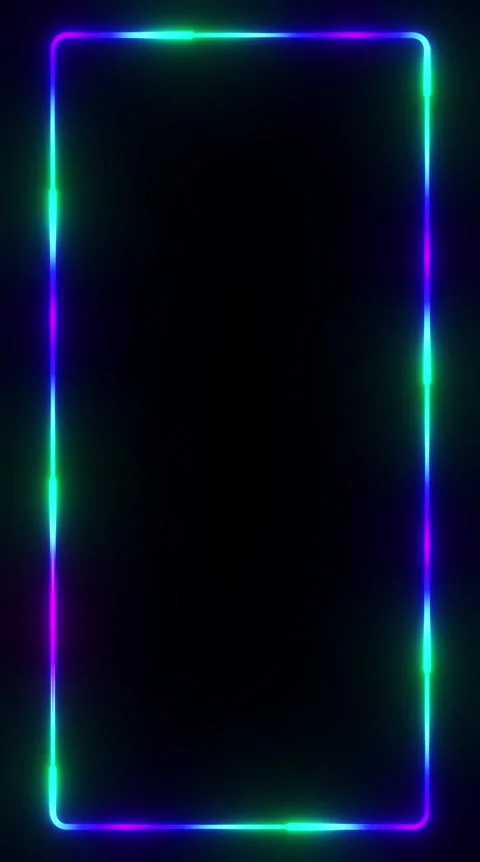 Vertical Glowing Neon Border Stockbeeldmateriaal 335827607