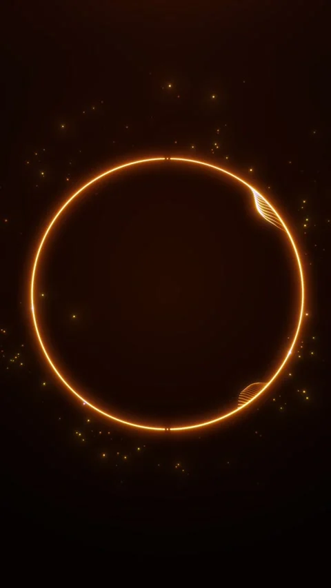 Vertical glowing orange energy ring with fire light circle, golden particle.. Stock-Footage 333576900