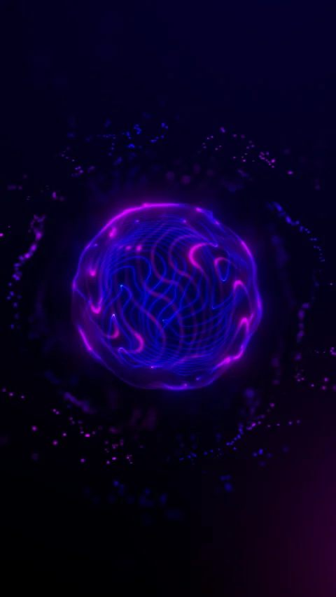 Vertical glowing orb with purple, blue, and pink technology light flow. Abs.. Video stock 323300288