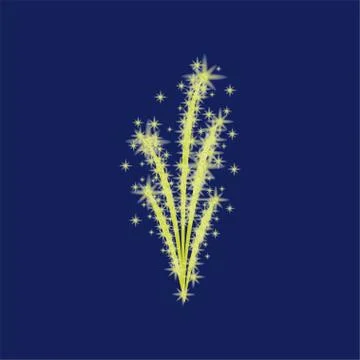 Vertical gold firework on a dark background. Vector illustration. 스톡 일러스트
