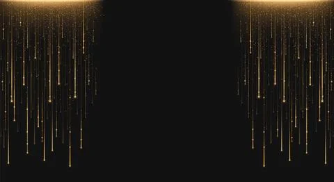 Vertical gold flare light lines with sparkles Stock Illustration