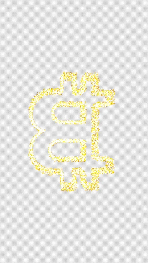 Vertical Gold Glitter Bitcoin Logo Animation Alpha Channel 4K 動画素材 336838489