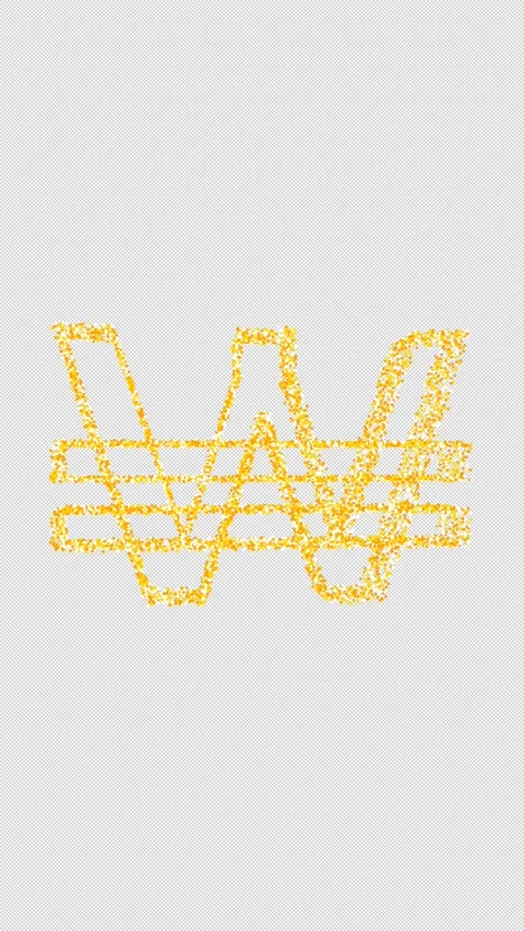 Vertical Gold Glitter Korean Won Sign Animation Alpha Channel 4K 動画素材 337115886