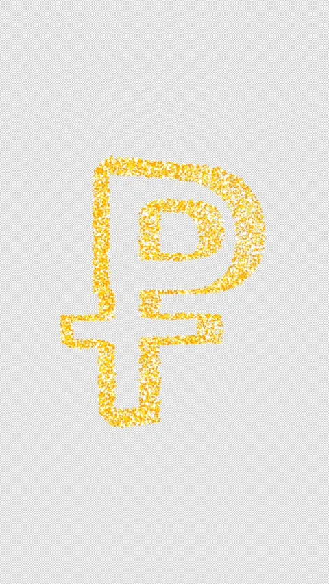 Vertical Gold Glitter Ruble Sign Animation Alpha Channel 4K 動画素材 337151476