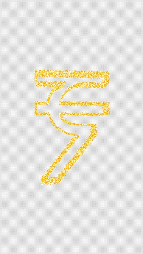 Vertical Gold Glitter Rupee Sign Animation Alpha Channel 4K 動画素材 336902383