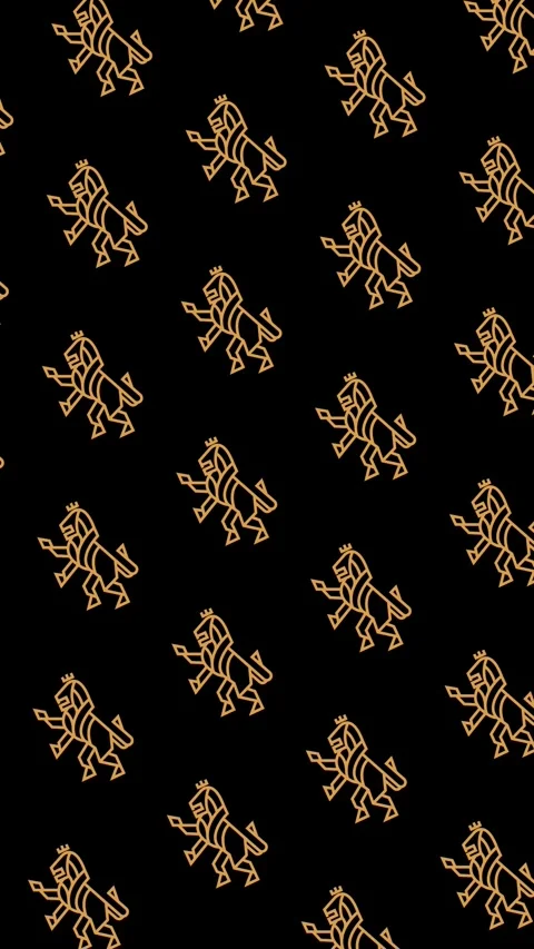 Vertical Gold lion king seamless pattern looping animation Stock Footage 339295233