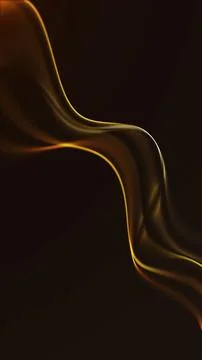 Vertical golden abstract flowing wave on black background, elegant luminous.. Stock Illustration