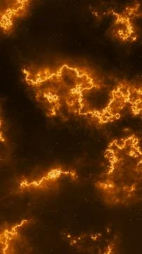 Vertical golden fire energy texture with glowing plasma clouds, spark parti.. Stockillustratie
