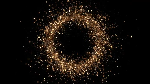 Vertical Golden Glitter Circle Frame on Black Stock Footage 342630086