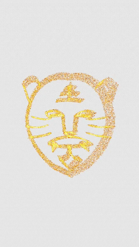 Vertical Golden Particle Tiger Face Loop Animation Stock Footage 337533461