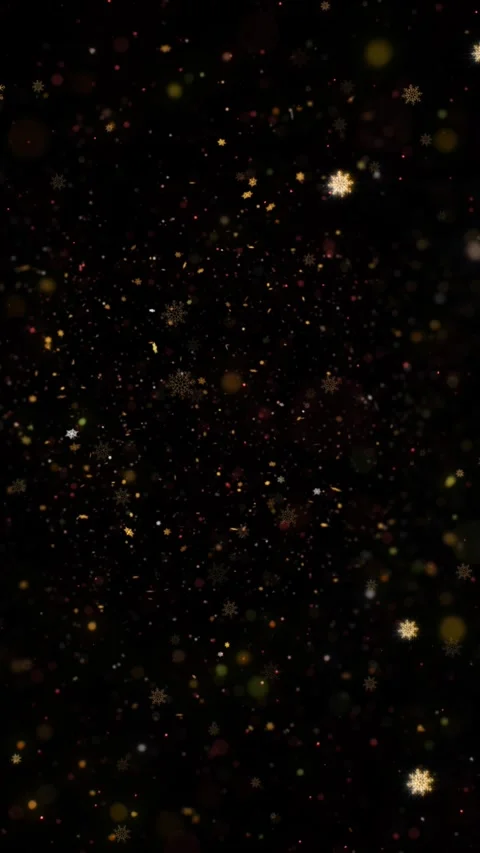 Vertical Golden Snowflake Glitter Background 4K Loop Stock Footage 268650446