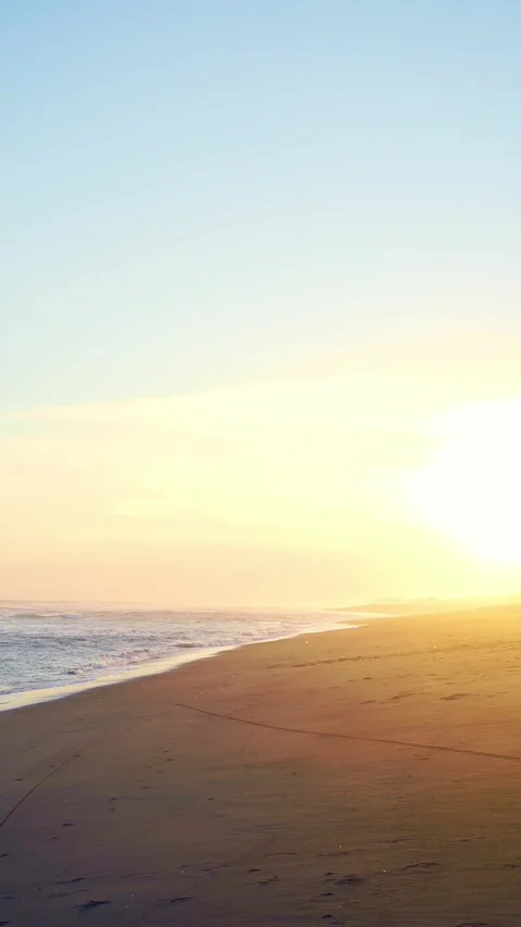 Vertical Golden Sunset Over Beach Stock Footage 337533479