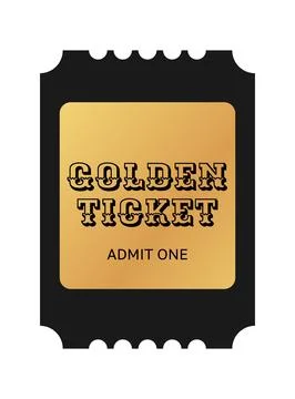 Vertical golden ticket template design. Cinema, theater, casino, concert, f.. Stock Illustration
