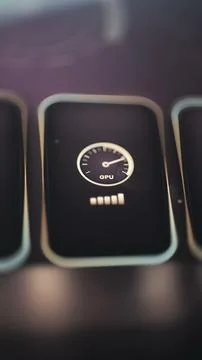 Vertical GPU Performance Gauge Control Fotos Stock