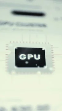 Vertical GPU Processor on White Dashboard Stock Photos