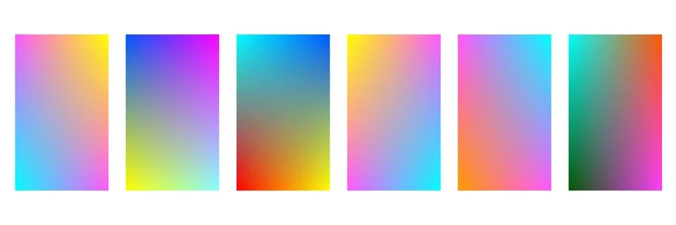 Vertical gradient color palette set, vibrant multicolored transition swatch.. Ilustração Stock