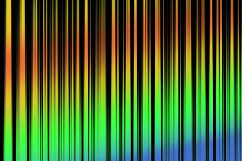 Vertical gradient stripes in orange yellow green and blue on black backgrou.. Stock Illustration