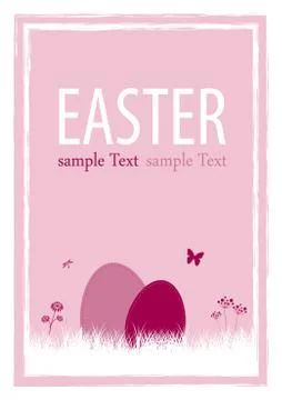 Vertical graphic illustration of an Easter card with eggs and a sample text Stock Illustration