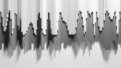 Vertical grayscale bars forming abstract waveform background design Stock Illustration