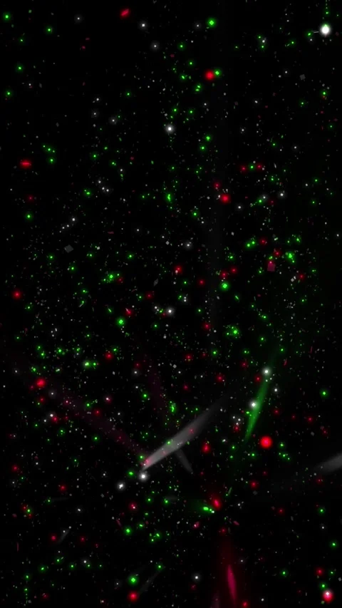 Vertical Green and Red Space Particle Lights 4K loop Stock Footage 282610588