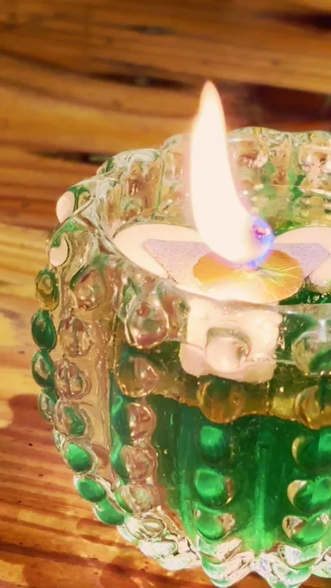 Vertical Green Beaded Candle Holder Stock Footage 337527468