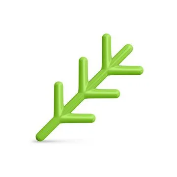 Vertical green branch with sharp needles realistic vector illustration Stock Illustration