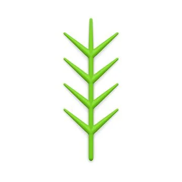 Vertical green branch with sharp needles realistic Christmas glossy bauble 3d Stock Illustration