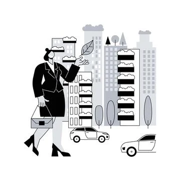 Vertical green city abstract concept vector illustration. Ilustração Stock
