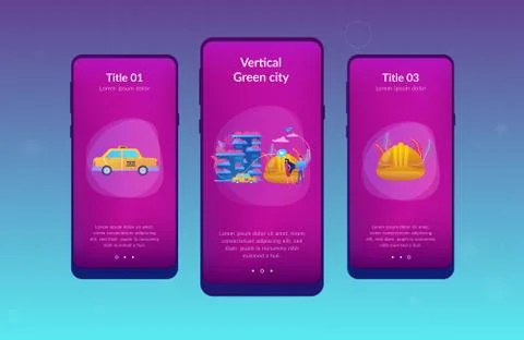 Vertical green city app interface template. Stock-Illustration