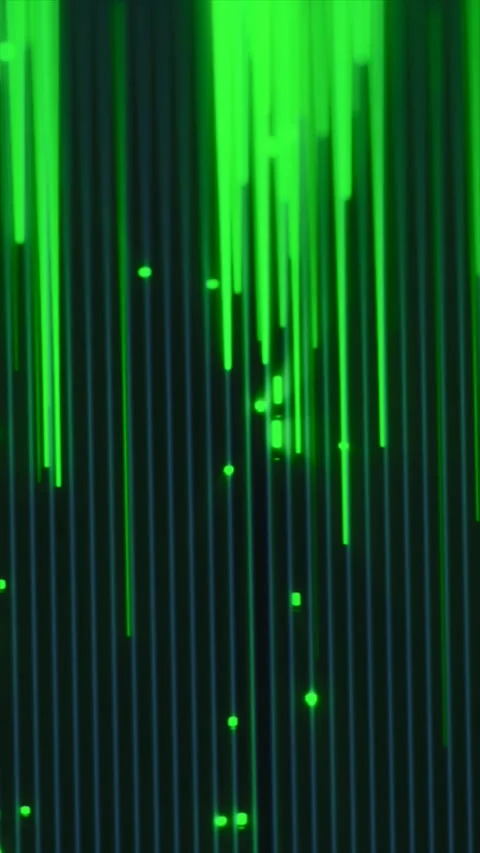 Vertical green digital data streams with glowing particles on a dark backgr.. Stock Footage 334750713