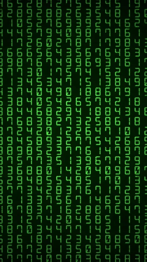 Vertical Green Digital Numbers Random Changing Grid Loop 4k Black Background Stock Footage 346447231