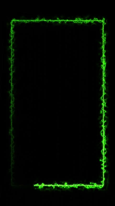 Vertical green energy frame overlay reactangle glowing seamless loop Stock Footage 300972835