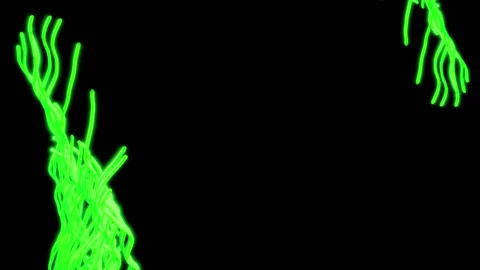Vertical Green Glowing Strings 3d looping animation on Black background Stock Footage 314474423