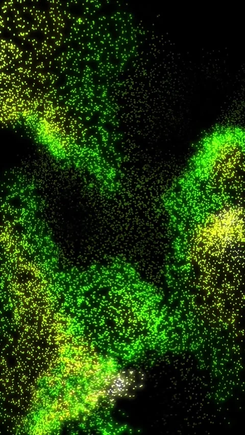 Vertical Green Lime Yellow Particle Tentacles 4K Loop Stock Footage 282055265