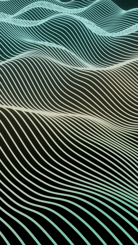 Vertical Green Mint Wireframe Waves Abstract Animation 库存影片 336336828