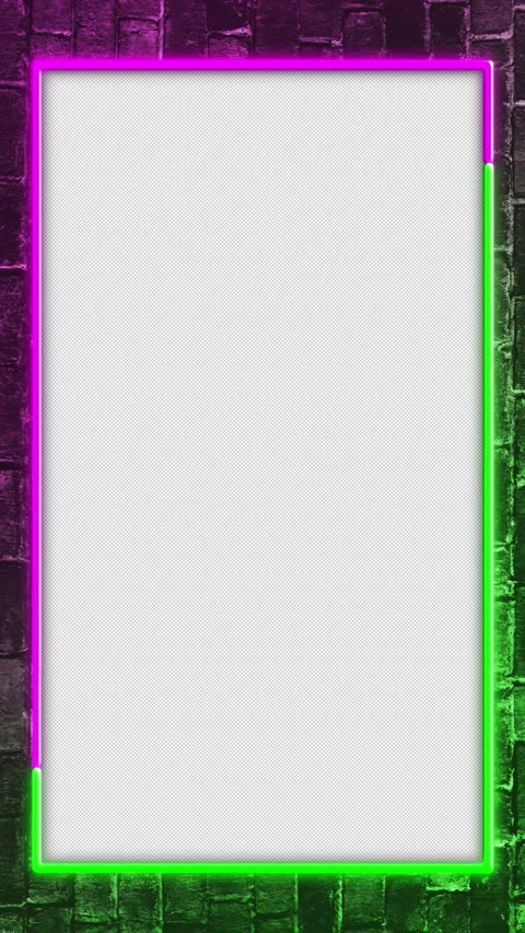Vertical Green Pink Neon LED Frame Brick Wall Alpha Channel Seamless Loop Stock Footage 341703253