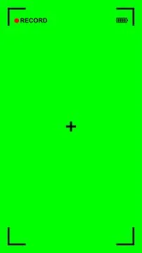 A vertical green screen with a camera recording interface overlay. It featu.. Stock Illustration