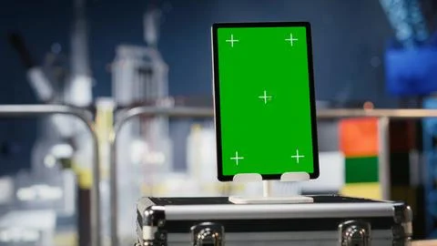 Vertical green screen for mechanical maintenance program on offshore platform Stock Photos