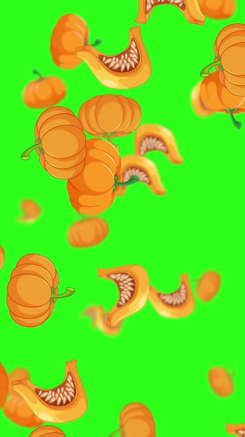 Vertical Green Screen Rain of Cartoon Pumpkins Video stock 325698782