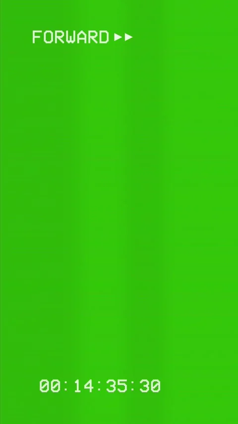 Vertical green VHS screen with FORWARD and REWIND labels and timecode display Stock Footage 344141657