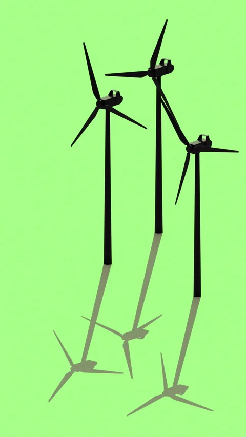 Vertical green web design seamless background with wind generators Stock Footage 252929793