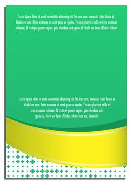 Vertical green yellow abstract background with ribbon and green four leaf c.. Stock Illustration