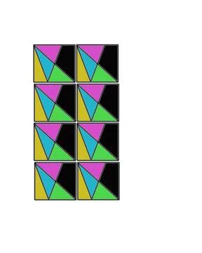 Vertical Grid of Abstract Geometric Triangle Blocks in Bright Colors 스톡 일러스트