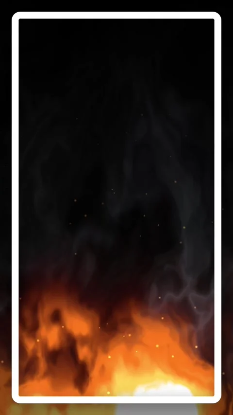 Vertical Ground Fire and Thick Black Smoke on Black Background Stock Footage 345118014