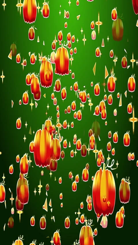 Vertical growing falling pumpkin BG with particle animation. Stock Footage 266860049