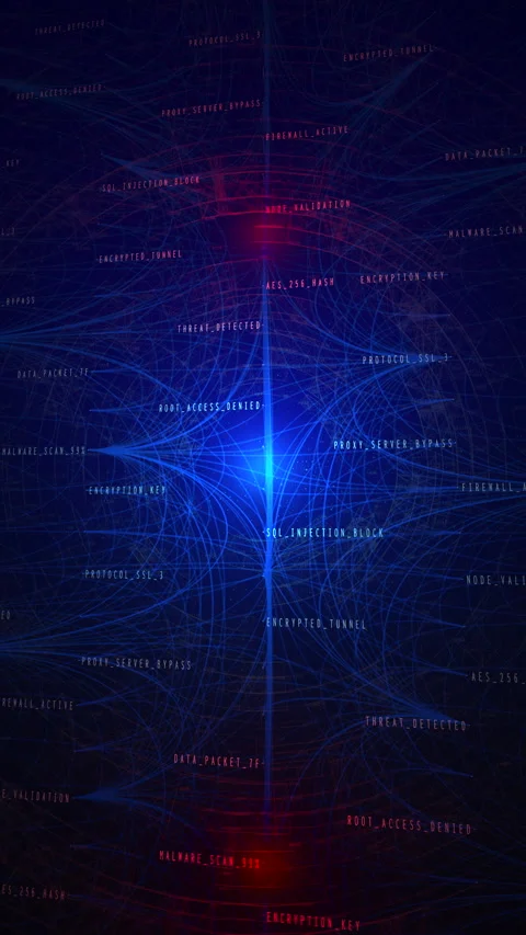 Vertical Hacking Simulation and Cyber Security Network Map for Mobile Tech Stock Footage 336576071