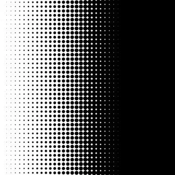 Vertical half tone pattern with dots - Monochrome halftone texture Stock Illustration
