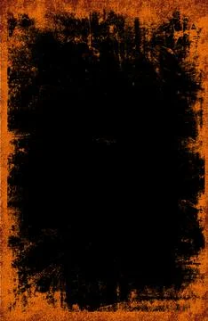 Vertical Halloween black screen background with distressed dark brown borde.. 库存插图